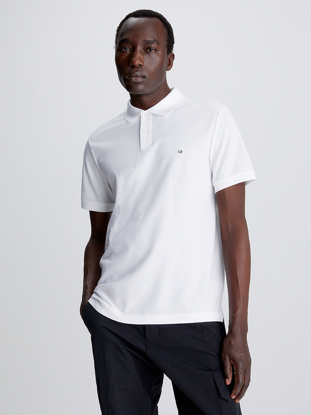 PERFECT WHITE > Wąska Koszulka Polo Z Piki Bawełnianej > undefined Mężczyźni - Calvin Klein
