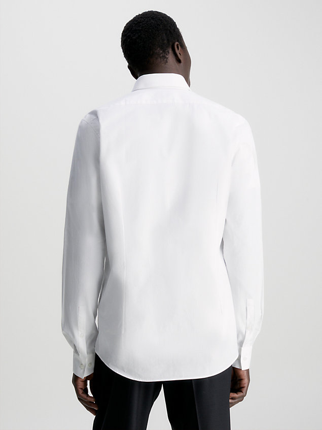 white slim fit stretch poplin overhemd voor heren - calvin klein
