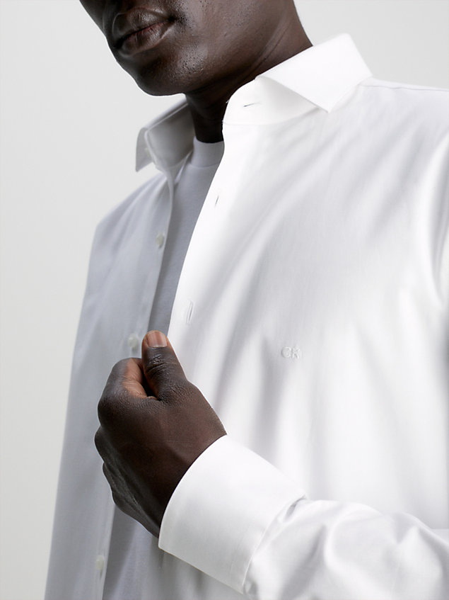 white slim poplin stretch shirt for men calvin klein