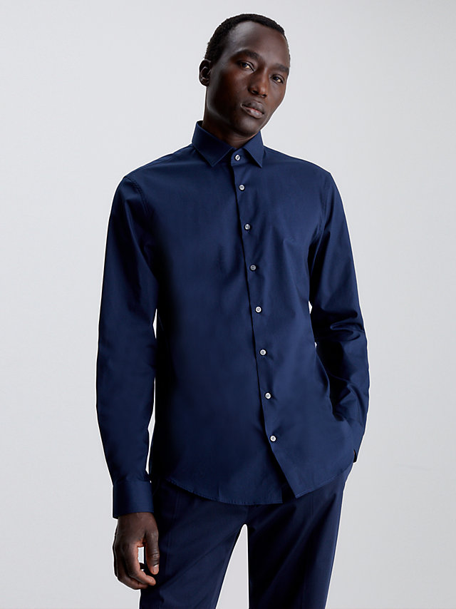 Midnight Blue Slim Poplin Stretch Shirt undefined men Calvin Klein