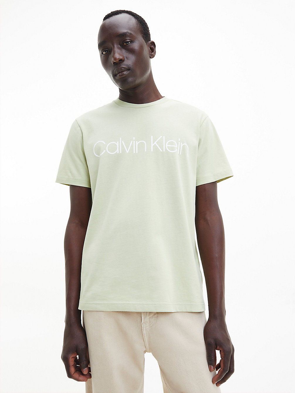 Camiseta De Algodón Orgánico Con Logo > HERB TEA > undefined mujer > Calvin Klein