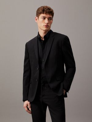 black slim single-breasted wol stretch colbert for men calvin klein