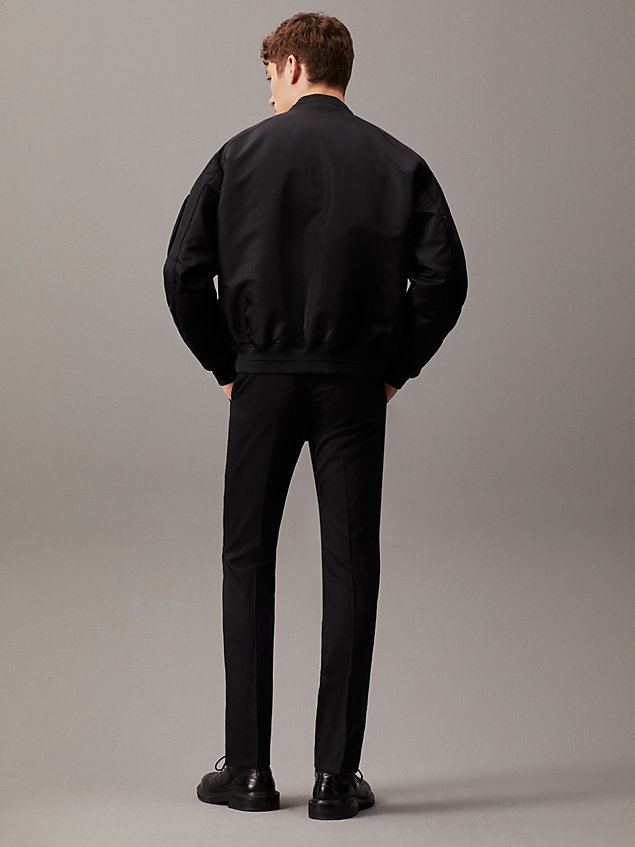 black wąskie spodnie garniturowe z wełny ze stretchem dla mężczyźni - calvin klein