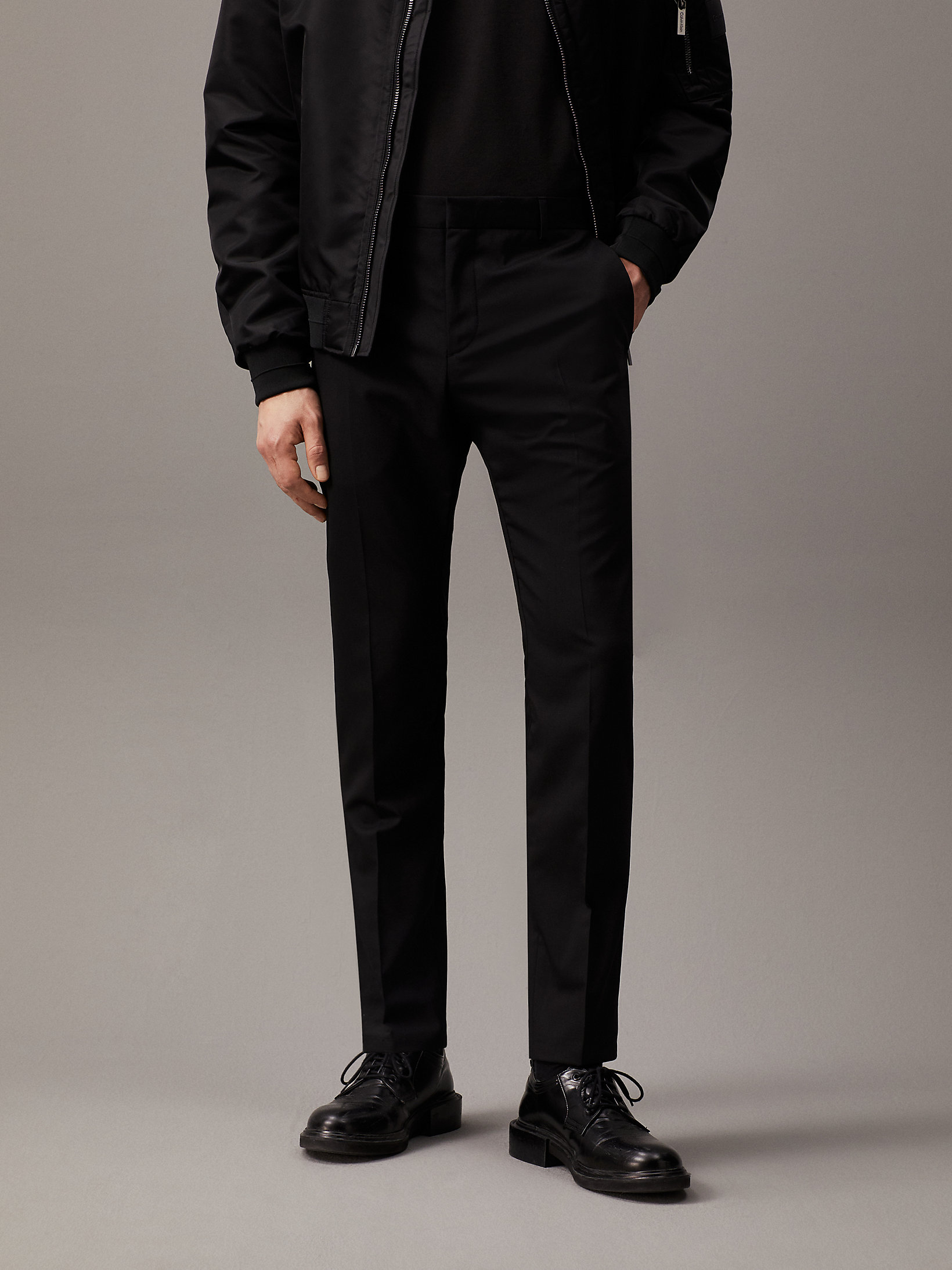 Perfect Black Slim Wool Stretch Suit Trousers undefined men Calvin Klein