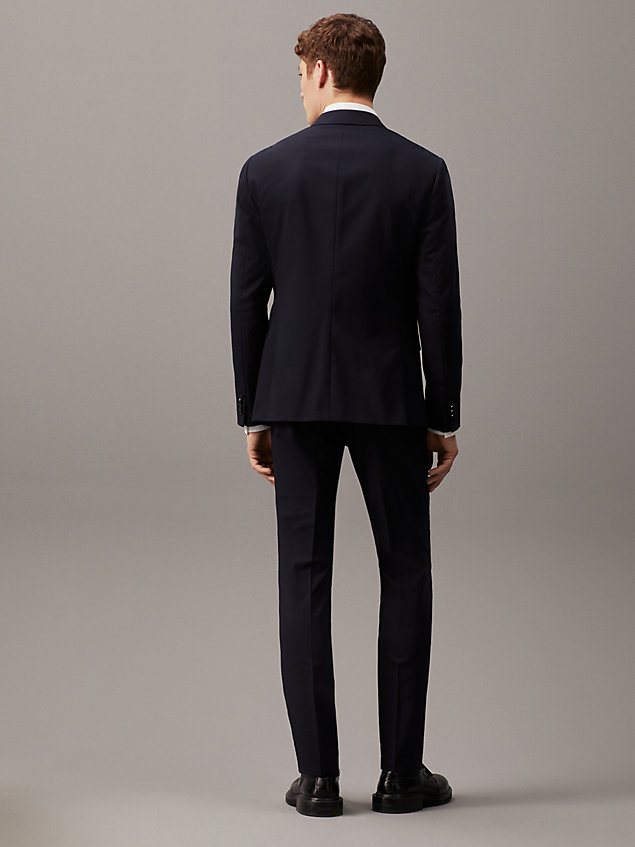 blue slim wool stretch suit trousers for men calvin klein