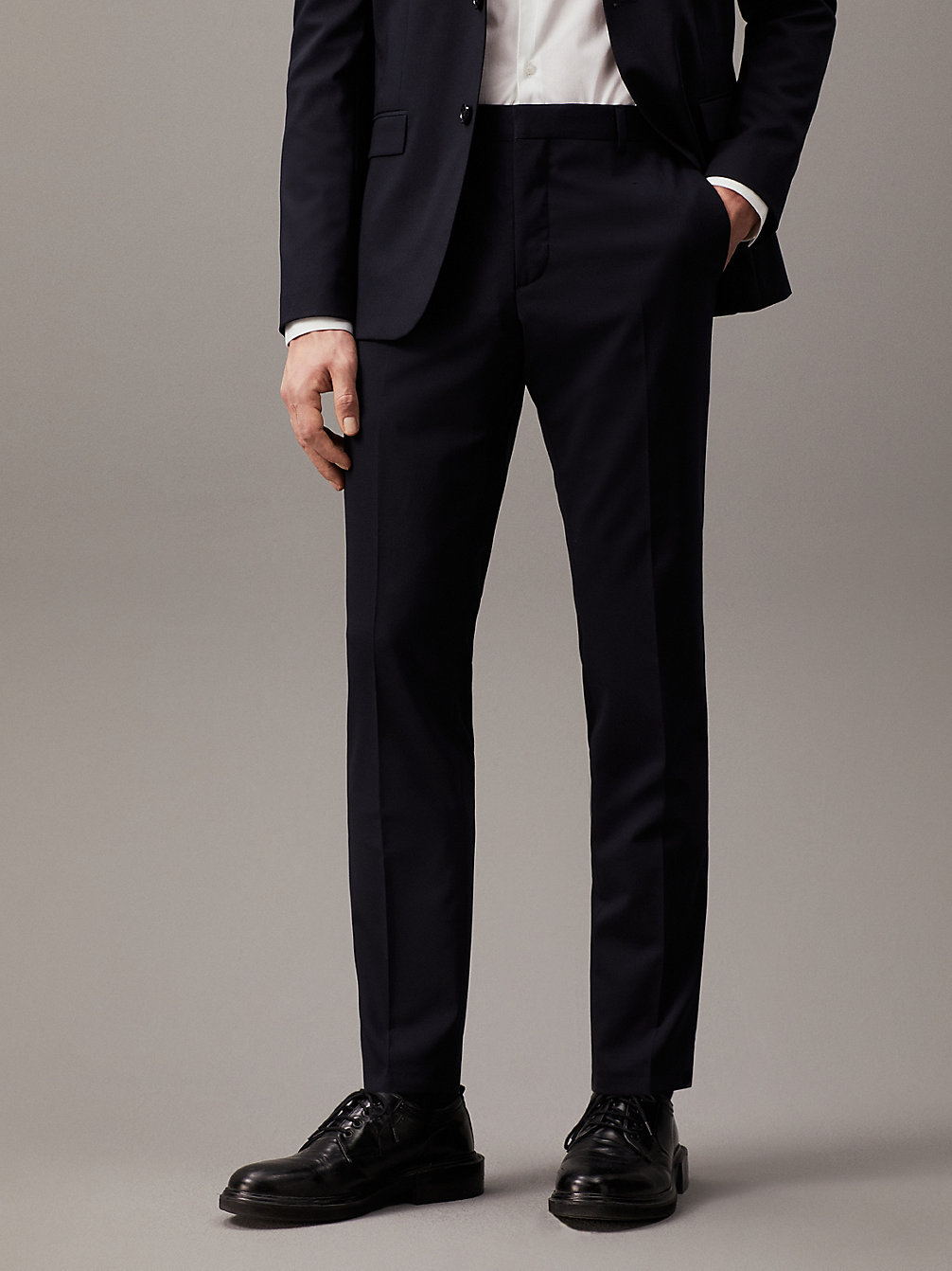MIDNIGHT NAVY Slim Wool Stretch Suit Trousers undefined men Calvin Klein