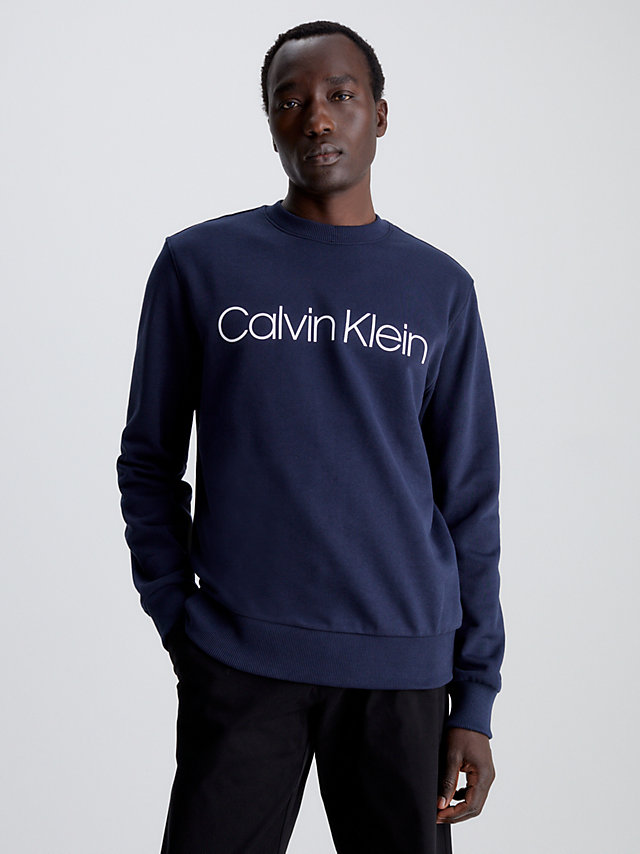 Calvin Navy Organic Cotton Logo Sweatshirt undefined men Calvin Klein