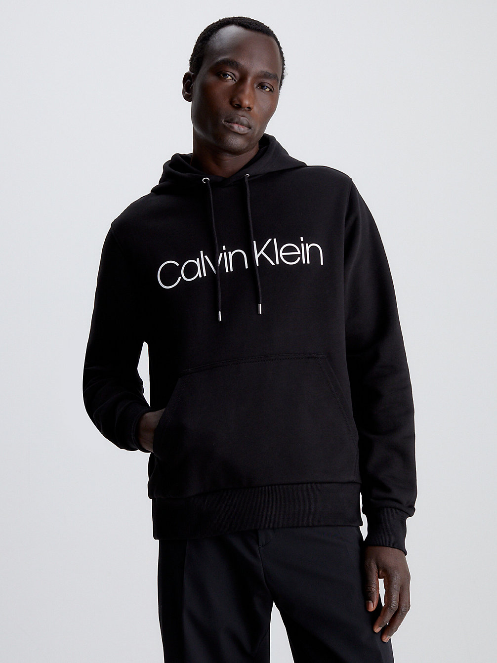 CALVIN BLACK Sweat À Capuche En Coton Bio Avec Logo undefined hommes Calvin Klein