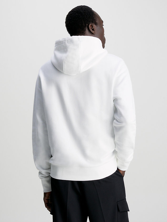 white hoodie van biologisch katoen met logo voor heren - calvin klein