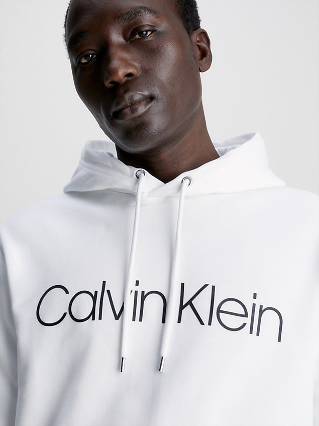 sweat à capuche en coton bio avec logo white pour hommes calvin klein