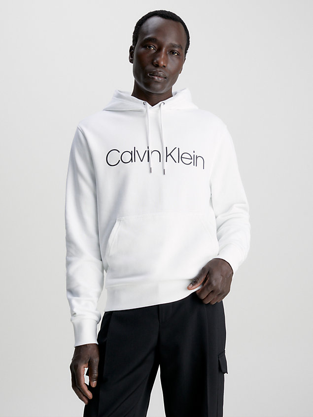 white organic cotton logo hoodie for men calvin klein