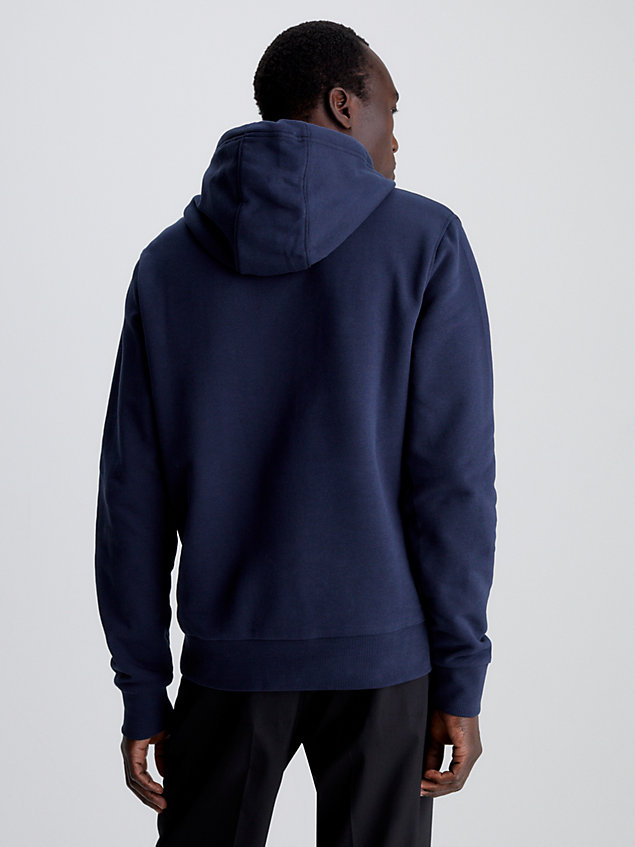 blue organic cotton logo hoodie for men calvin klein