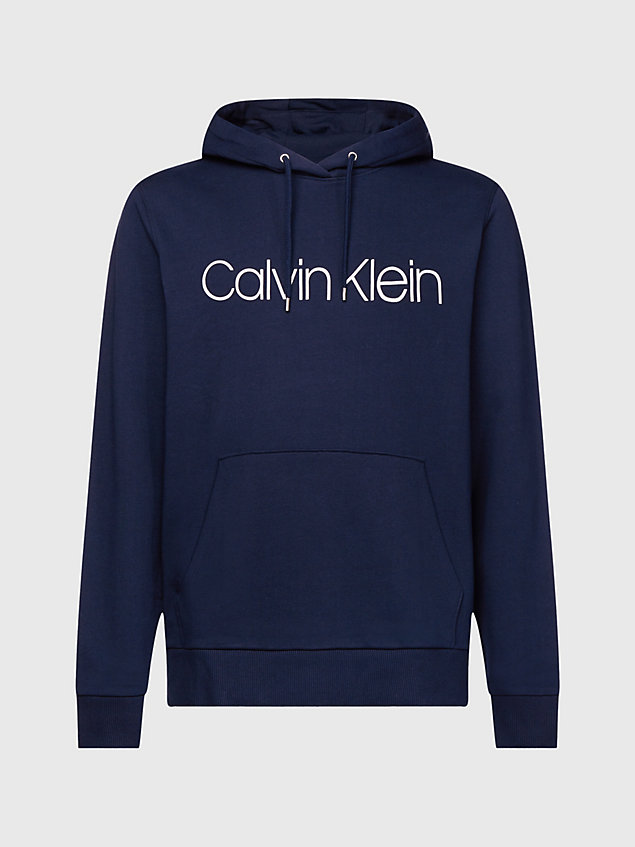 blue organic cotton logo hoodie for men calvin klein