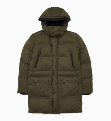 calvin klein hooded velvet puffer coat