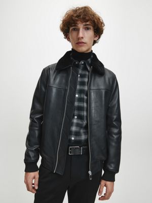 calvin klein band collar moto jacket