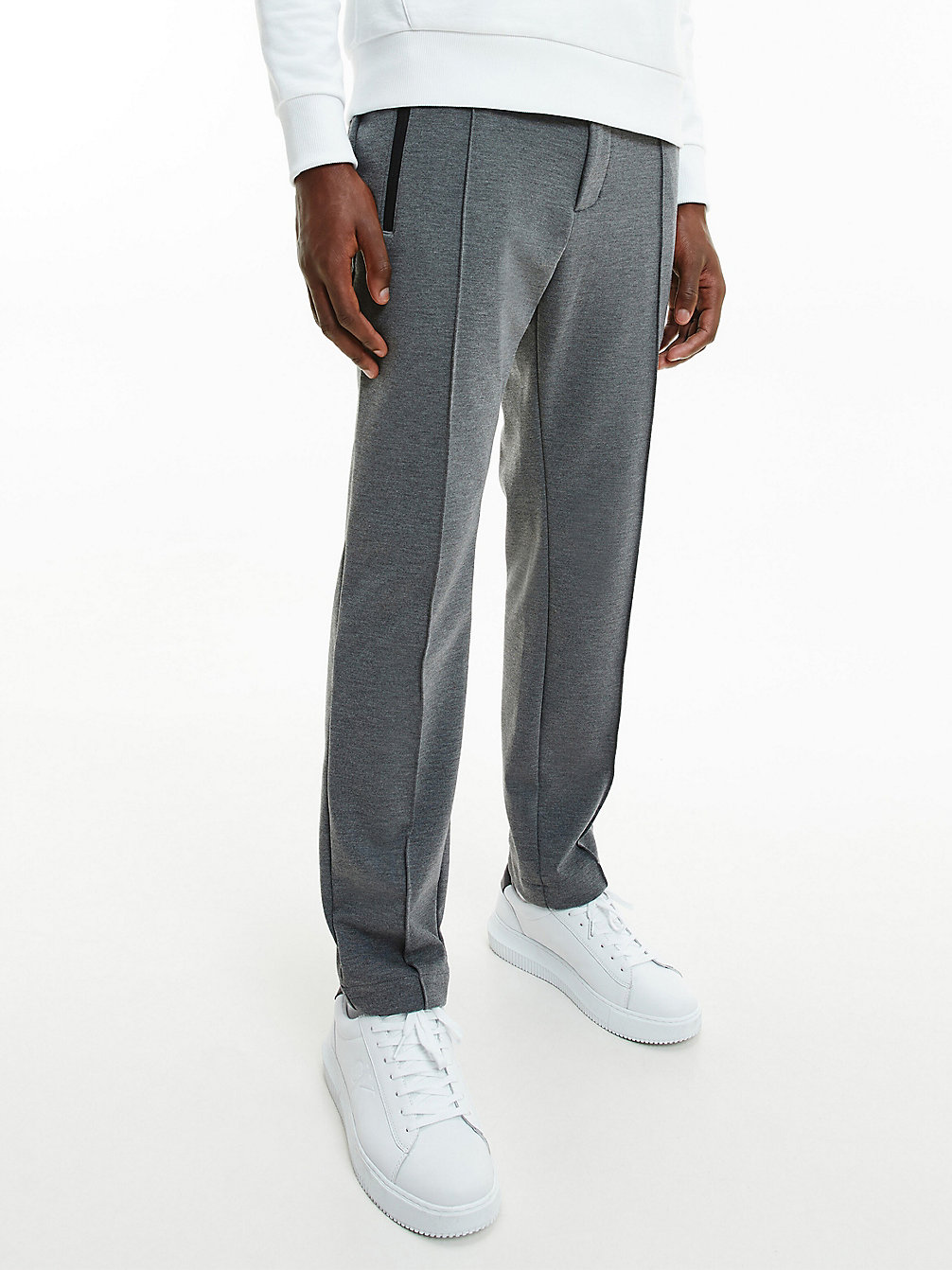 DARK GREY HEATHER Tapered Milano Jersey Trousers undefined men Calvin Klein