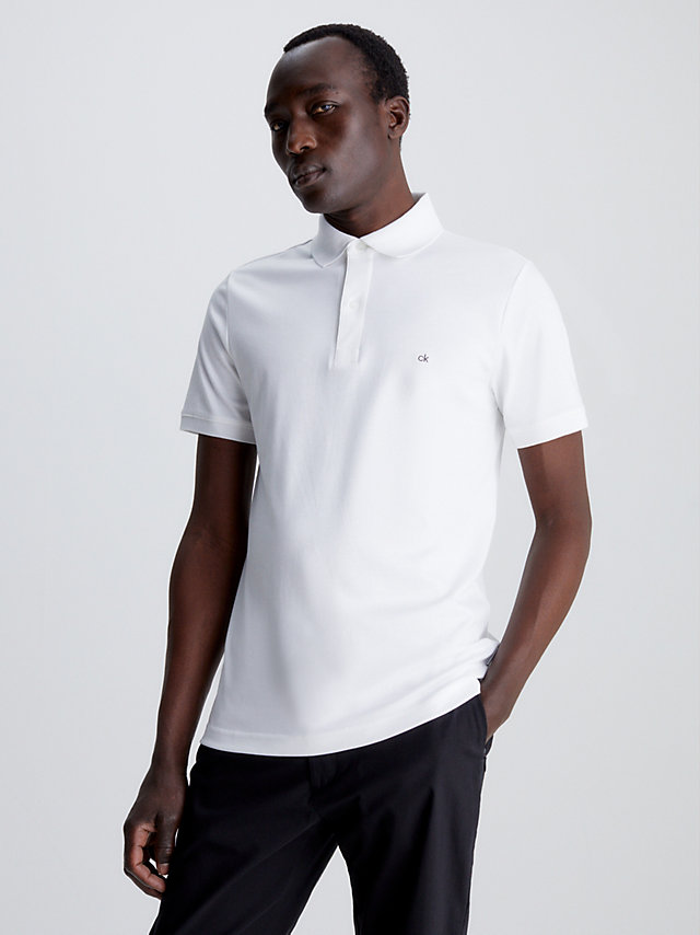 Bright White Slim Cotton Piqué Polo Shirt undefined men Calvin Klein