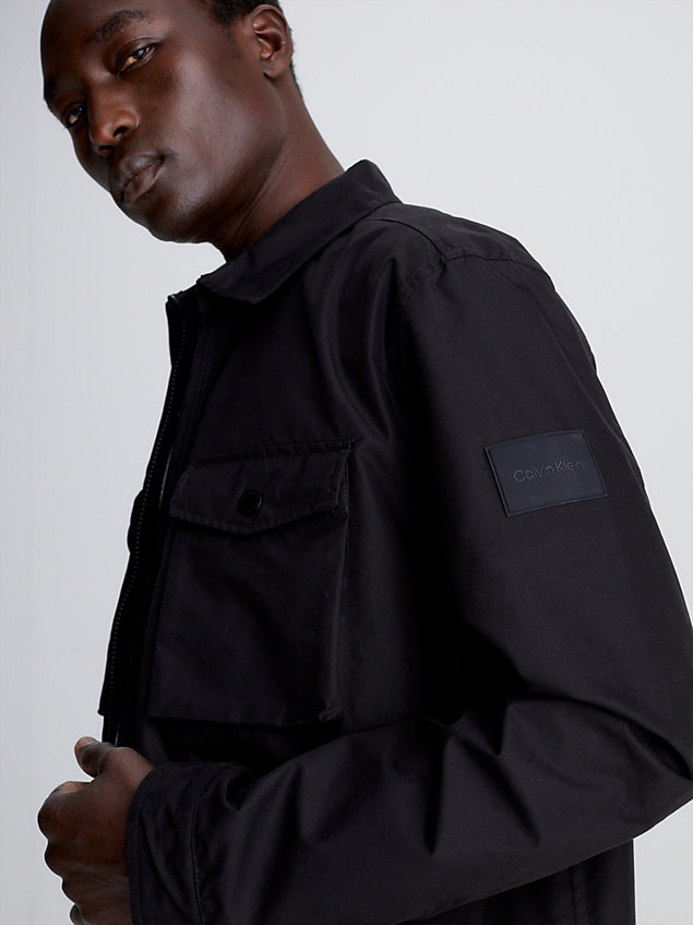giacca a camicia con zip integrale black da uomo calvin klein