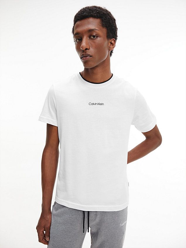 t-shirt in cotone biologico con logo white da uomo calvin klein