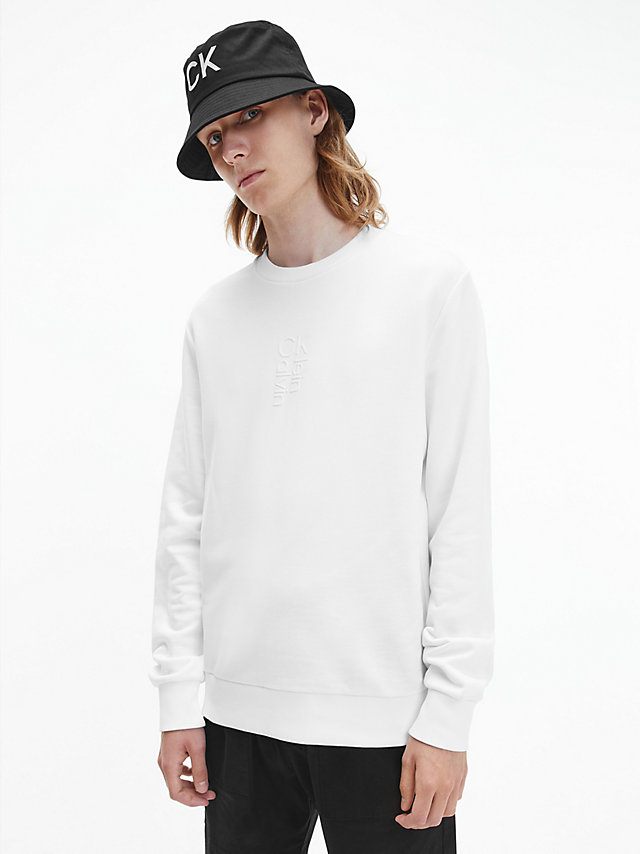 Bright White Cotton Logo Sweatshirt undefined men Calvin Klein