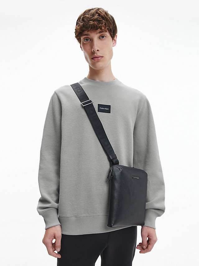 Grey Fog Waffle Knit Sweatshirt undefined men Calvin Klein