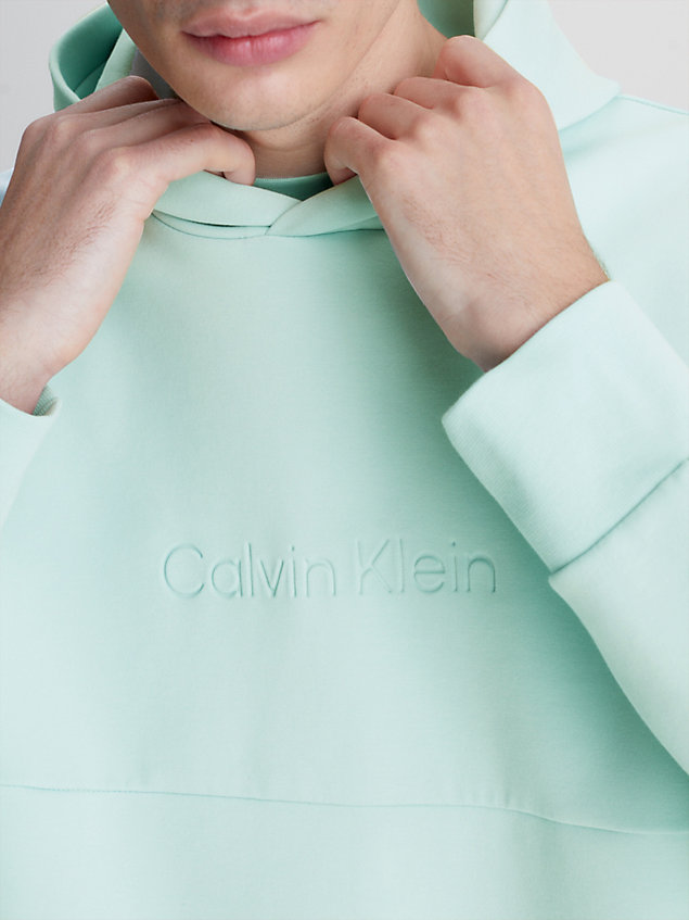 sweat-shirt à capuche en coton bio blue pour hommes calvin klein
