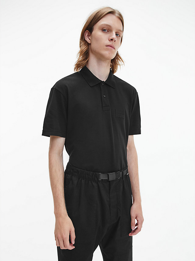 CK Black Relaxed Cotton Piqué Polo Shirt undefined men Calvin Klein