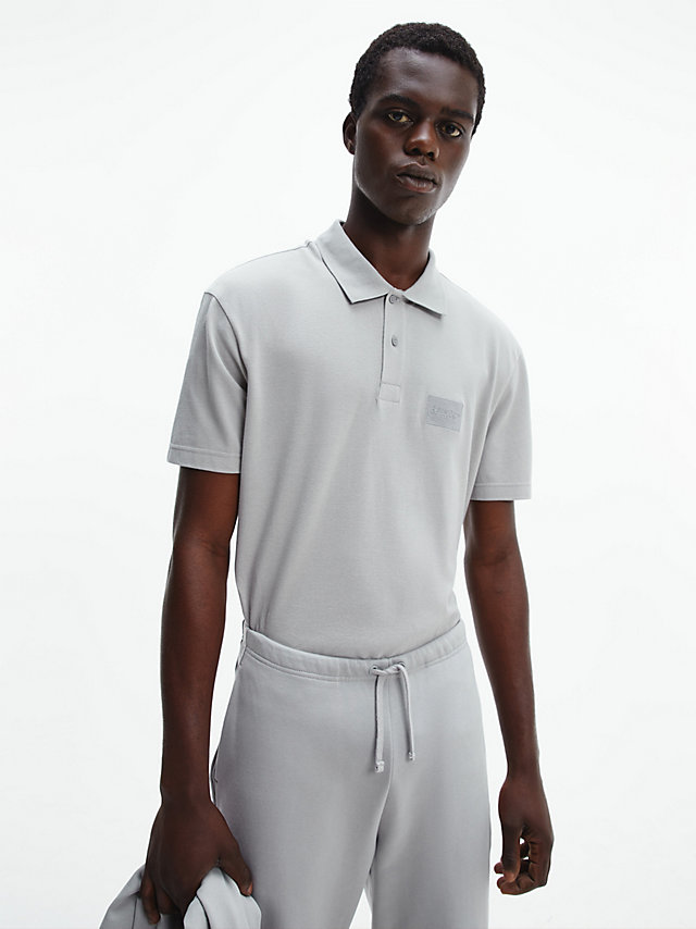 Grey Fog Relaxed Cotton Piqué Polo Shirt undefined men Calvin Klein
