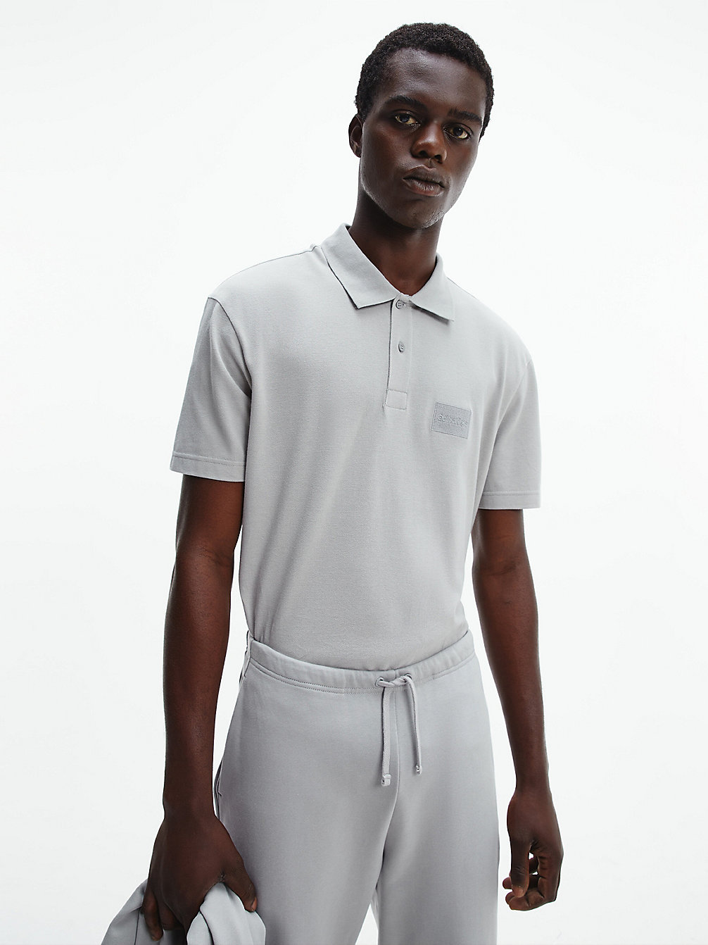 GREY FOG > Swobodna Koszulka Polo Z Piki Bawełnianej > undefined Mężczyźni - Calvin Klein