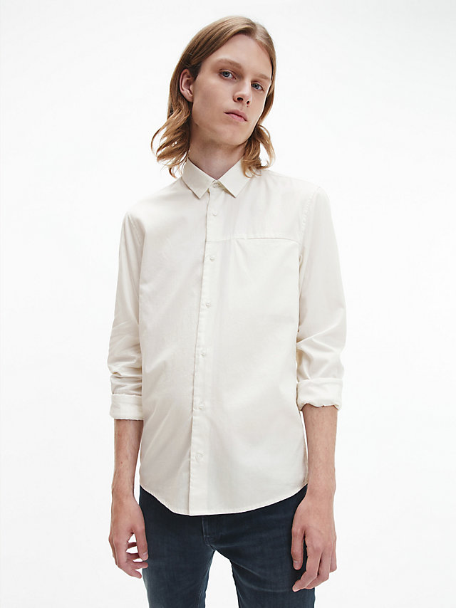 Egret Slim Cotton Twill Shirt undefined men Calvin Klein