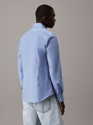 blue slim poplin dress shirt for men calvin klein
