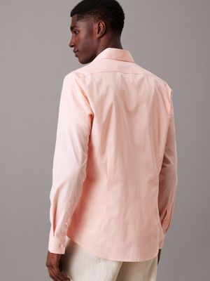 peach melba slim poplin dress shirt for men calvin klein