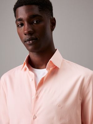 peach melba slim poplin dress shirt for men calvin klein