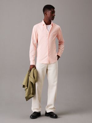 peach melba slim poplin dress shirt for men calvin klein