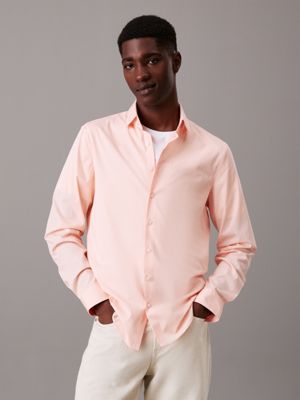 pink slim poplin dress shirt for men calvin klein