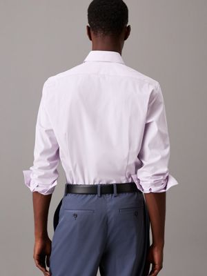 purple slim poplin dress shirt for men calvin klein