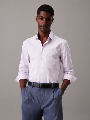 purple slim poplin dress shirt for men calvin klein