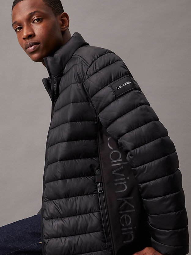 ck black recycled puffer jacket for men calvin klein