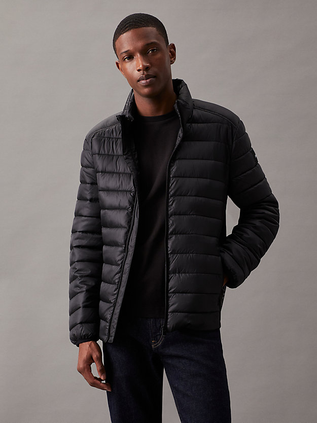 ck black recycled puffer jacket for men calvin klein