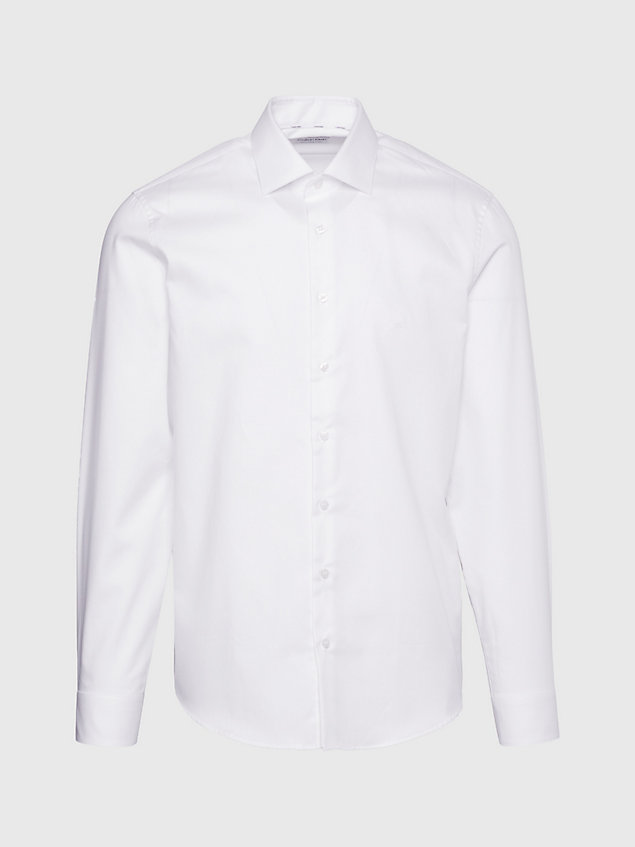 white fitted twill dress shirt for men calvin klein