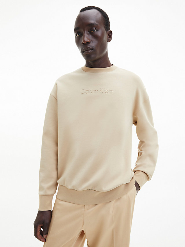 Travertine Relaxed Organic Cotton Sweatshirt undefined men Calvin Klein