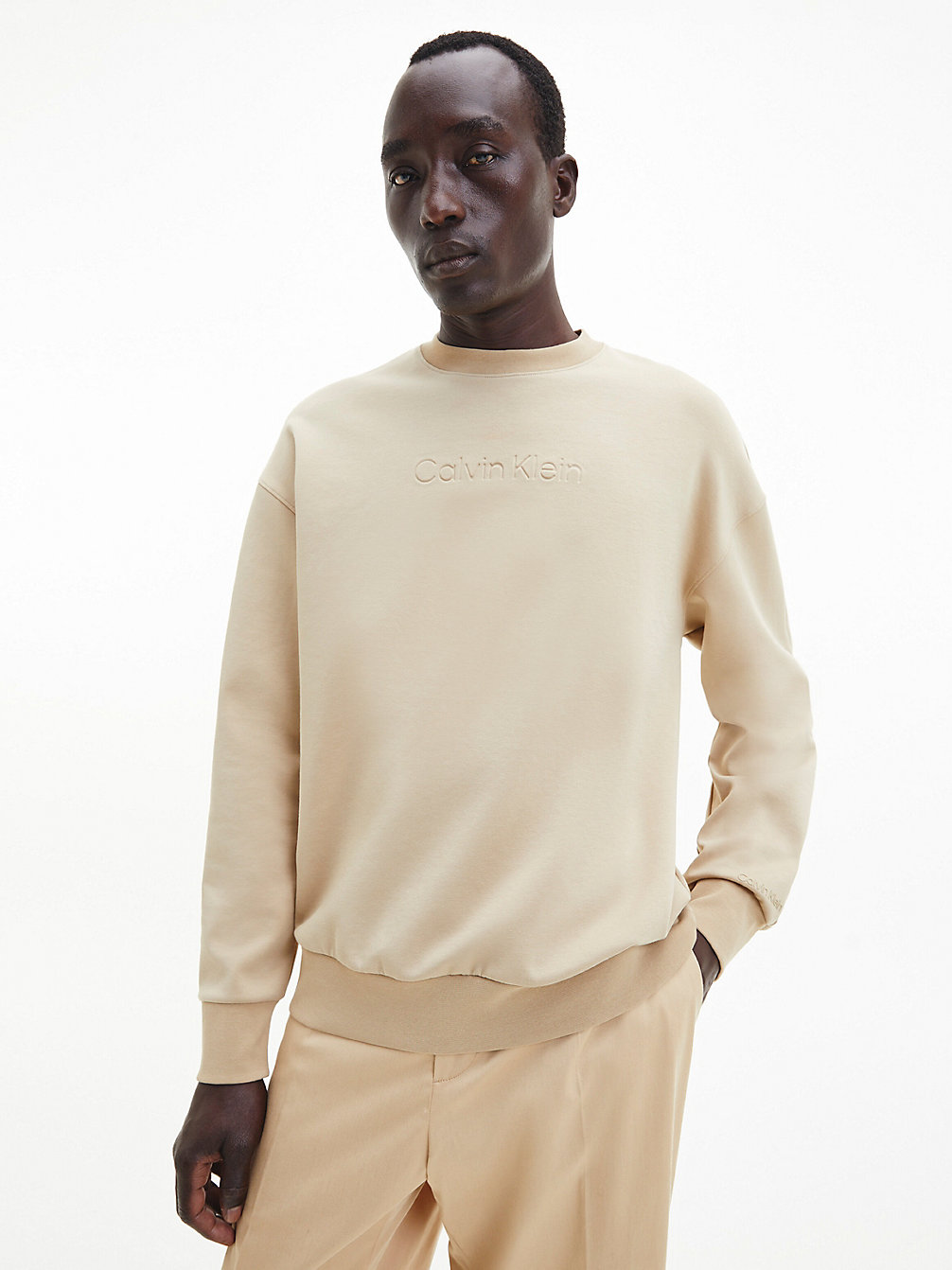TRAVERTINE Sweat-Shirt Relaxed En Coton Bio undefined hommes Calvin Klein