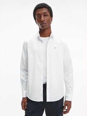  slim fit stretch poplin overhemd voor heren - calvin klein