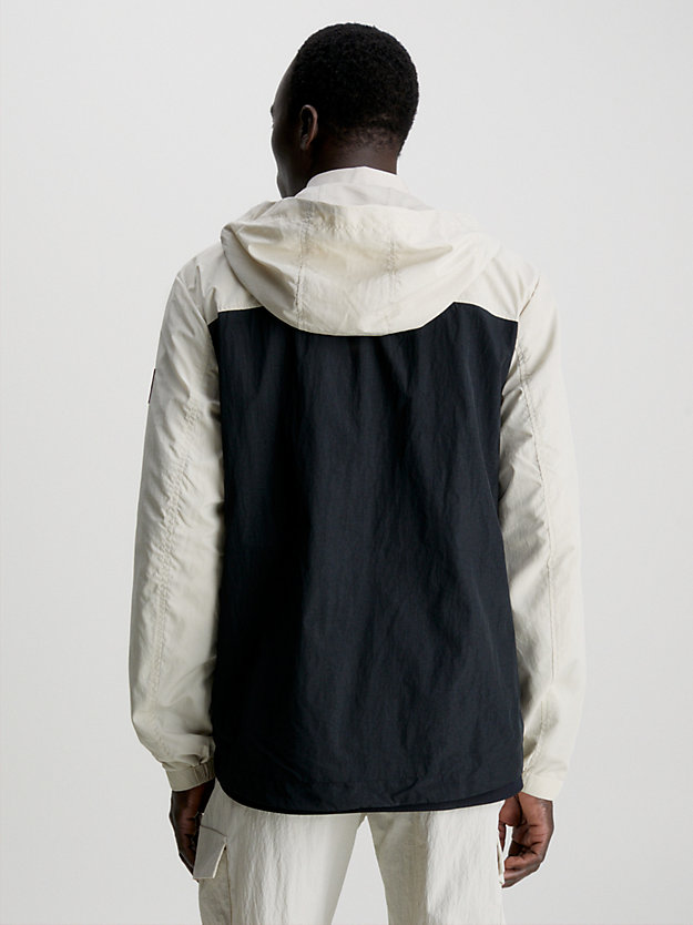 BLOCKING STONY BEIGE/BLACK Recycled Nylon Hooded Jacket for men CALVIN KLEIN