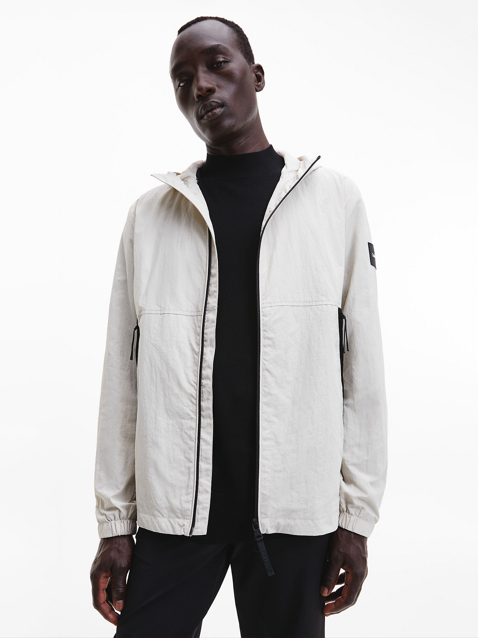 Stony Beige Recycled Nylon Hooded Jacket undefined men Calvin Klein