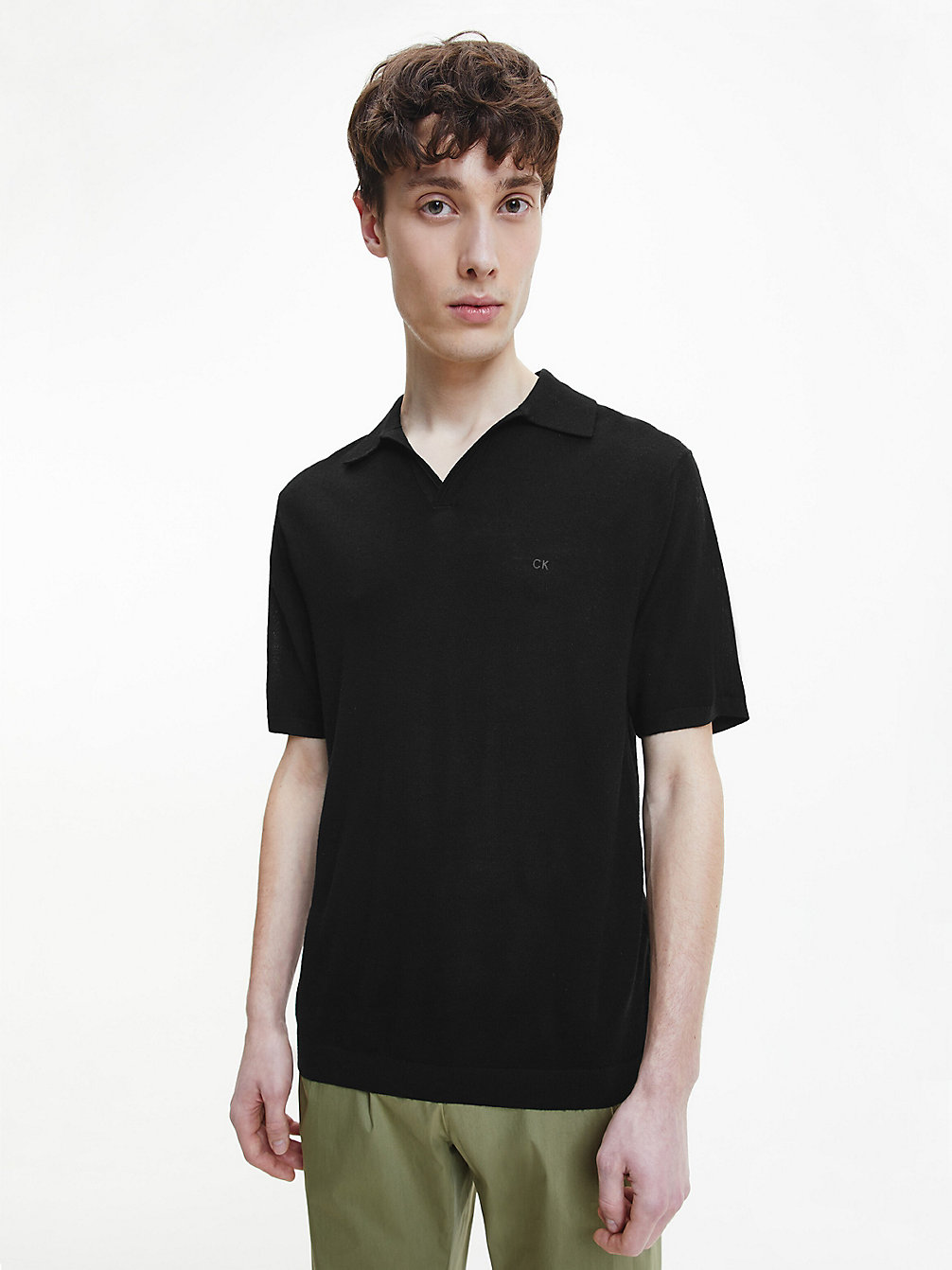 CK BLACK Pure Wool Polo Shirt undefined men Calvin Klein