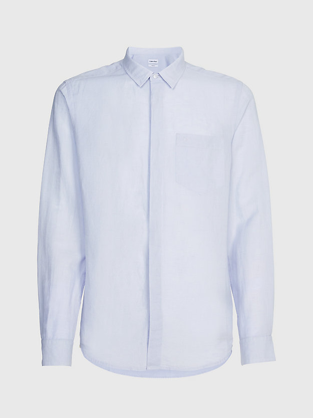 LIGHT BLUE Linen Cotton Shirt for men CALVIN KLEIN