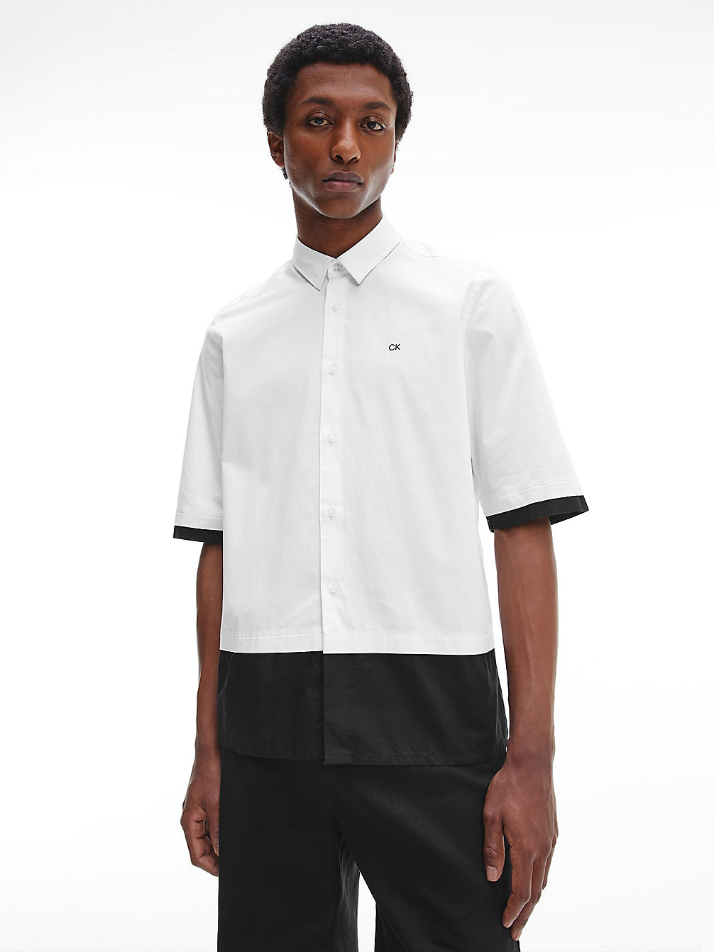 BRIGHT WHITE Colour Block Short Sleeve Shirt undefined men Calvin Klein