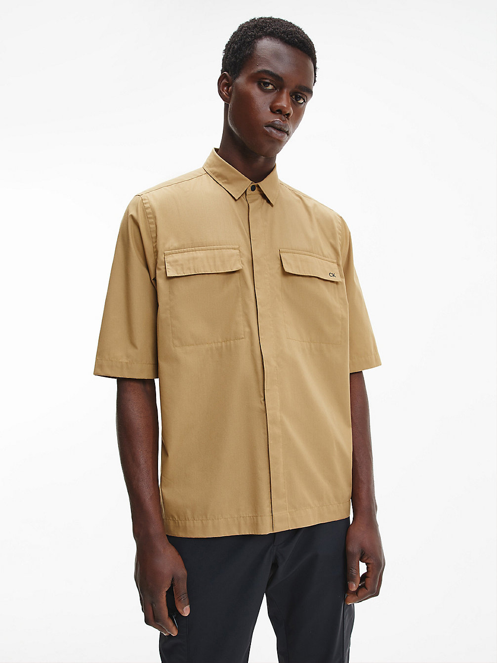 ANTIQUE BRONZE Relaxed Short Sleeve Shirt undefined men Calvin Klein