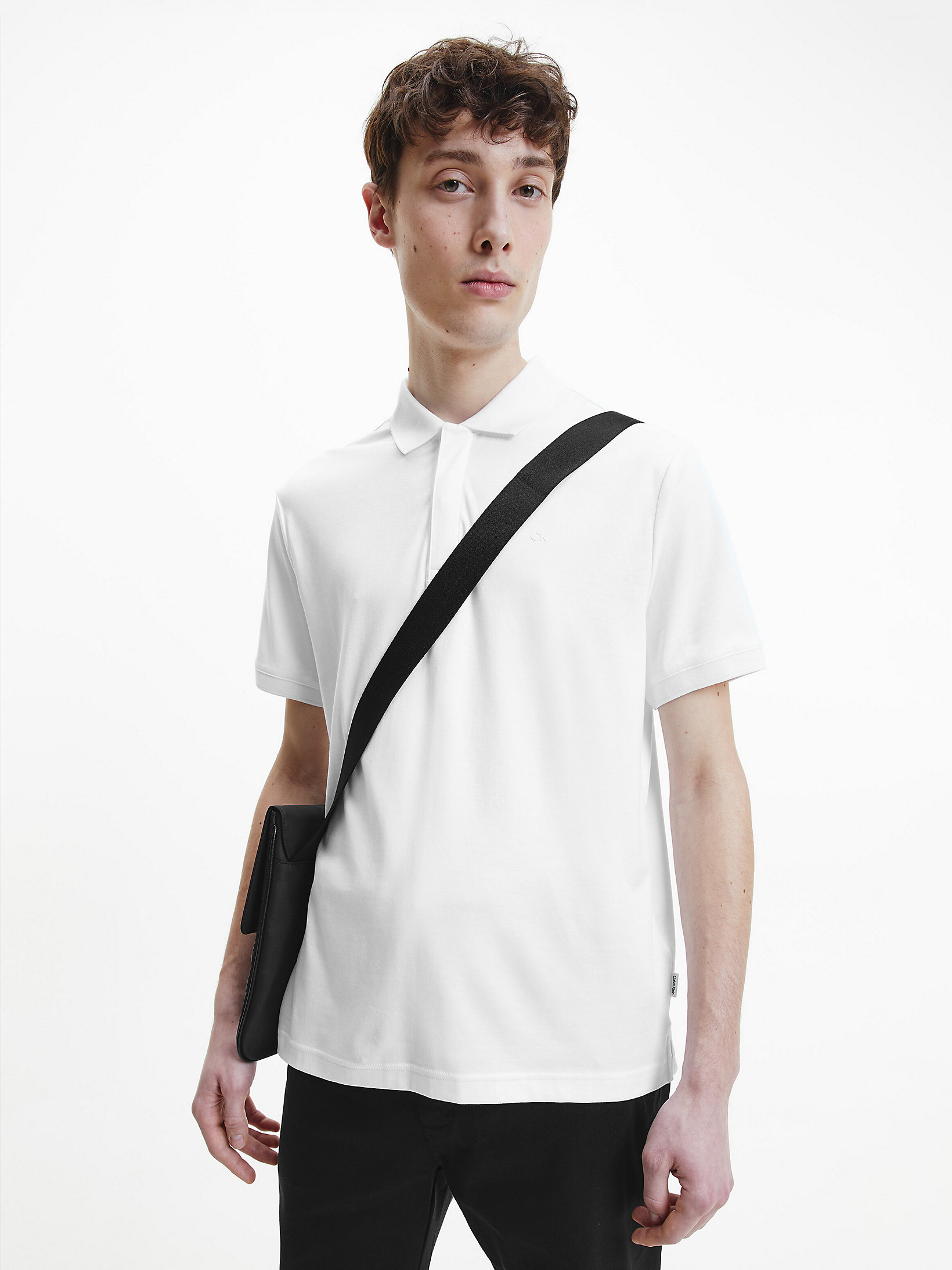Bright White Relaxed Polo Shirt undefined men Calvin Klein
